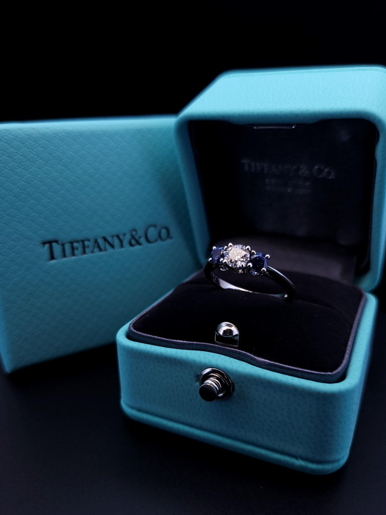 Tiffany & Co. Platinum diamond sapphire ring size 6 – Crown Jewelers