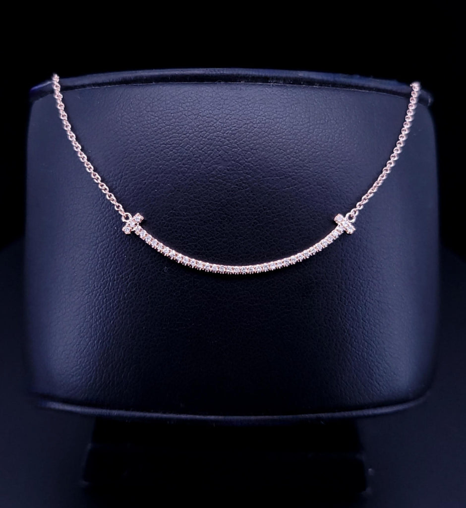 Tiffany T Smile pendant small 18K Rose Gold Diamond 16-18