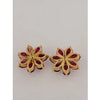 Flower Shape  Natural/Genuine Burmese Rubies Earrings in 18K Yellow Gold