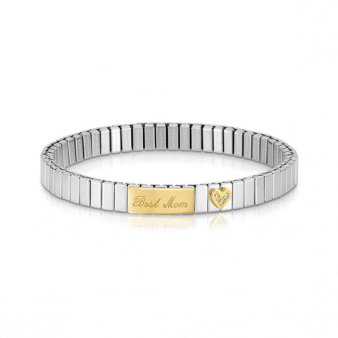 Stretchable Bracelet with Best Mom in Gold