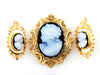 Vintage Victorian Estate Cameo Black Onyx Brooch & Earrings Set