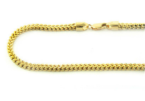14K Solid Gold Franco Chain 3.5mm Wide 30-40in.