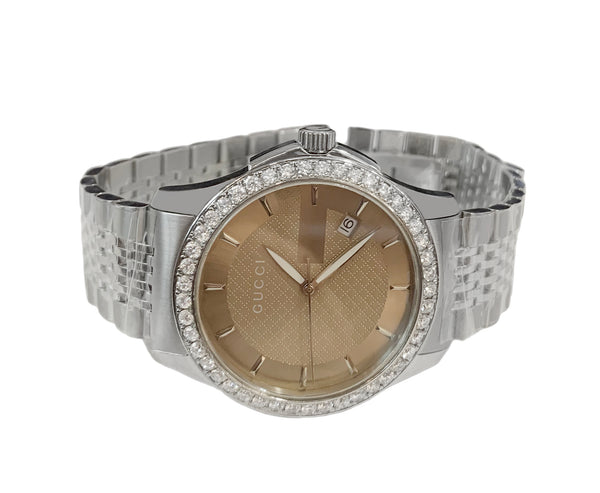 Gucci Aftermarket Diamond Watch G Timeless 126.4 – Crown Jewelers