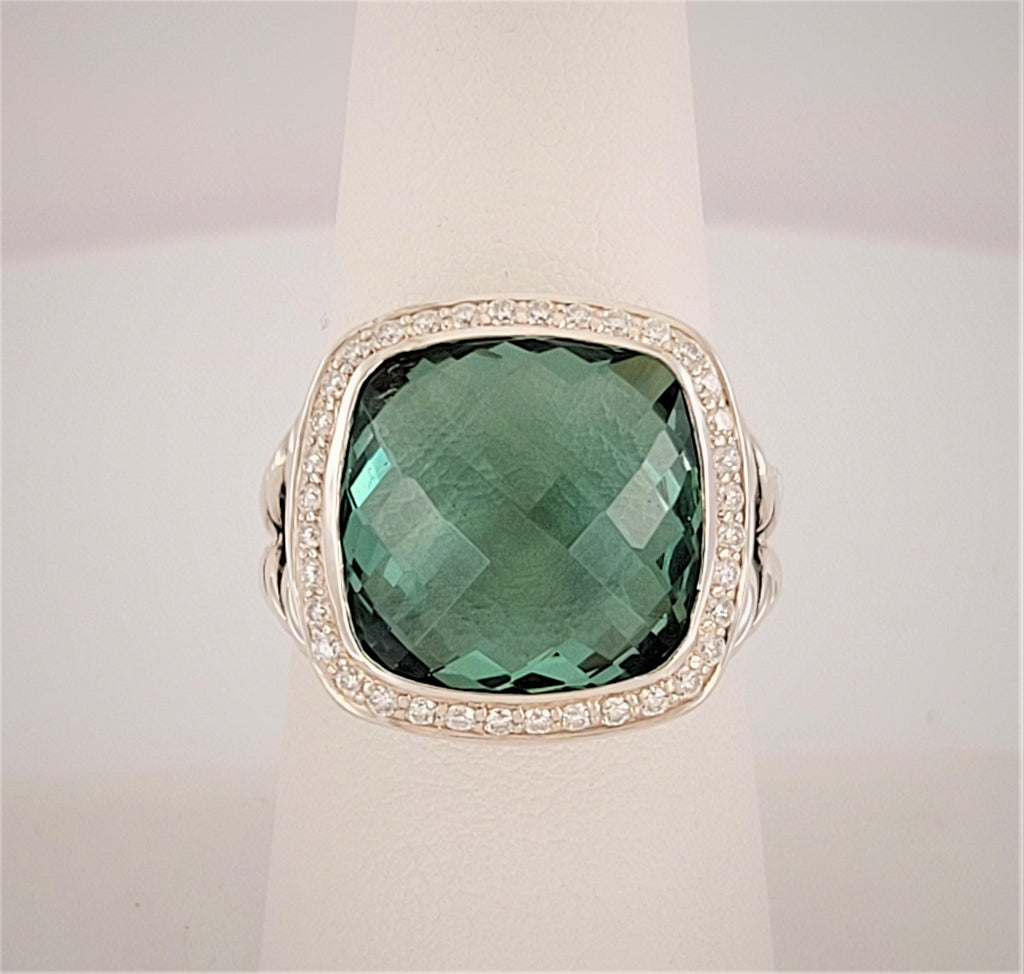 レア　David Yurman 925 ダイヤモンド　天然プラシオライト　リング レア David Yurman 925 ダイヤモンド 天然プラシオライト リング レア