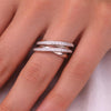 Elegant Diamond Crossover Ring in 14K White & Yellow Gold