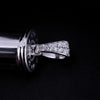 Modern White Gold Bullet Pendant with Pavé Diamonds & Emerald