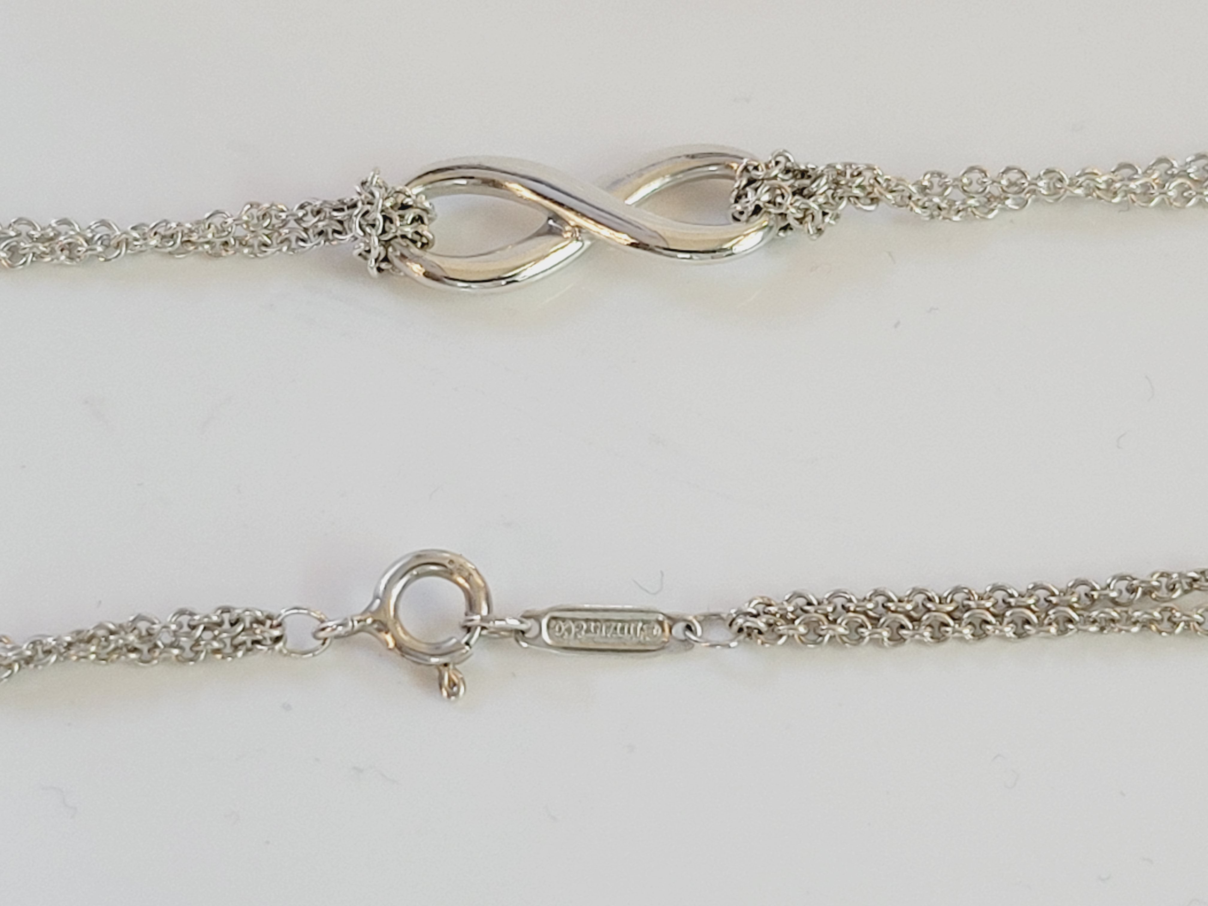 Tiffany & Co 925 Silver Infinity Pendant with Double Chain Necklace ...