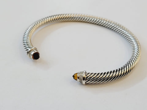 David Yurman Sterling Silver 7mm Diamond Citrine Cable Classic Cuff Bracelet  | eBay