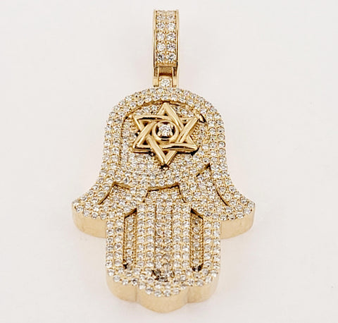 Hand-made pendant in 14K Yellow Gold with Diamonds 1.90ct