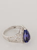 Diamond and Pear Cut Genuine Tanzanite 3.5 carats Ring set in 14K White Gold, Size 7