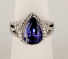 Diamond and Pear Cut Genuine Tanzanite 3.5 carats Ring set in 14K White Gold, Size 7