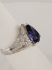 Diamond and Pear Cut Genuine Tanzanite 3.5 carats Ring set in 14K White Gold, Size 7