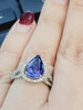Diamond and Pear Cut Genuine Tanzanite 3.5 carats Ring set in 14K White Gold, Size 7