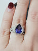 Diamond and Pear Cut Genuine Tanzanite 3.5 carats Ring set in 14K White Gold, Size 7