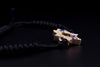 Custom Made Star of David 14k Gold Blue Enamel with Diamonds Black Bracelet
