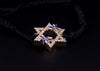 Custom Made Star of David 14k Gold Blue Enamel with Diamonds Black Bracelet