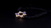 Custom Made Star of David 14k Gold Blue Enamel with Diamonds Black Bracelet