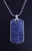 Chevron Tag Sterling Silver with  Blue Sapphire Stone