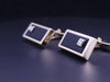 Cufflinks 14K Yellow Gold with Black Onyx and Diamond