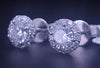 Custom Made Round Single Prong Diamond 1.04ctw Studs Earring in 14K White Gold