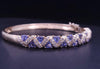 Custom Made  14K Yellow Gold 5ctw Tanzanite and Diamond Higed Bangle