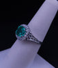 Cushion Cut Natural Emerald & Diamond Ring in 18K White Gold