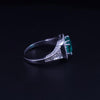 Cushion Cut Natural Emerald & Diamond Ring in 18K White Gold