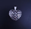 Blue Sapphire and Diamond Heart Pendant in 14K White Gold