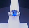Blue Sapphire & Diamond Statement Ring in 18K White Gold