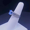 Blue Sapphire & Diamond Statement Ring in 18K White Gold