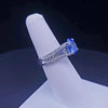 Blue Sapphire & Diamond Statement Ring in 18K White Gold