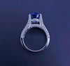Blue Sapphire & Diamond Statement Ring in 18K White Gold