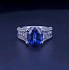 Blue Sapphire & Diamond Statement Ring in 18K White Gold