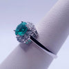 Round cut Emerald with Diamond in 18K  White Gold