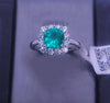 Round cut Emerald with Diamond in 18K  White Gold