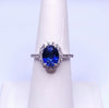 Center Stone Blue Sapphire Oval Cut with Diamond