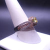 Two-Tone Cushion-Style Citrine  Stone Ring with Diamonds Size 10