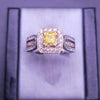 Two-Tone Cushion-Style Citrine  Stone Ring with Diamonds Size 10