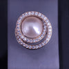 Classic Pearl Ring with Diamond Accents in 14K Yellow Gold