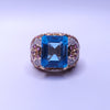 Imperial Blue Gemstone & Diamond Statement Ring in 14K Yellow Gold