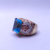 Imperial Blue Gemstone & Diamond Statement Ring in 14K Yellow Gold