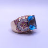 Imperial Blue Gemstone & Diamond Statement Ring in 14K Yellow Gold