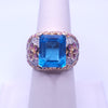 Imperial Blue Gemstone & Diamond Statement Ring in 14K Yellow Gold