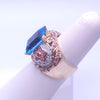 Imperial Blue Gemstone & Diamond Statement Ring in 14K Yellow Gold