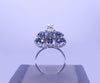 Art Deco Sapphire & Diamond Cluster Ring in 18K White Gold