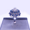 Art Deco Sapphire & Diamond Cluster Ring in 18K White Gold