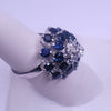 Art Deco Sapphire & Diamond Cluster Ring in 18K White Gold