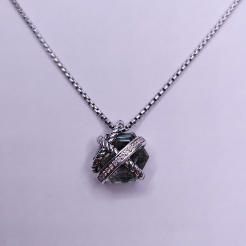 David Yurman Cable Wrap Necklace with Prasiolite and Diamonds