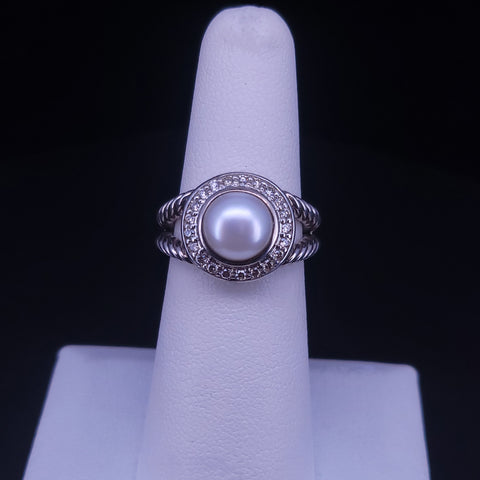 David Yurman Sterling Silver Diamond Ring, Size 5.75