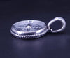 Maritime  Compass Amulet Sterling Silver with Center Black Diamond, 20mm